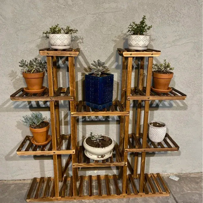 Wisfor Multi Tier Wooden Plant Stand For Indoor Outdoor Display