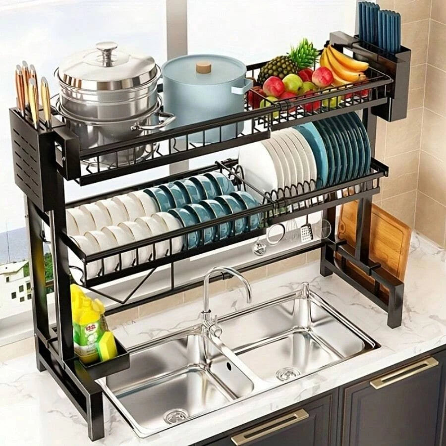 Leo Iris Expandable Countertop Dish Rack And Drainage Shelf