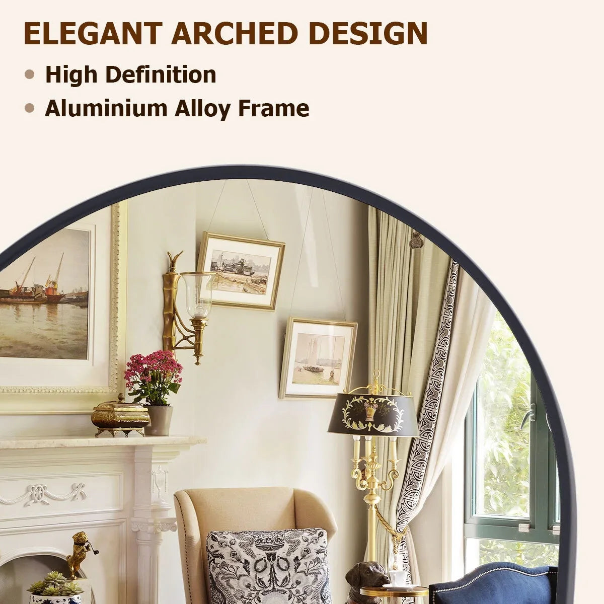 Modern Arched Floor Mirror Free Standing Full Body Home Decor