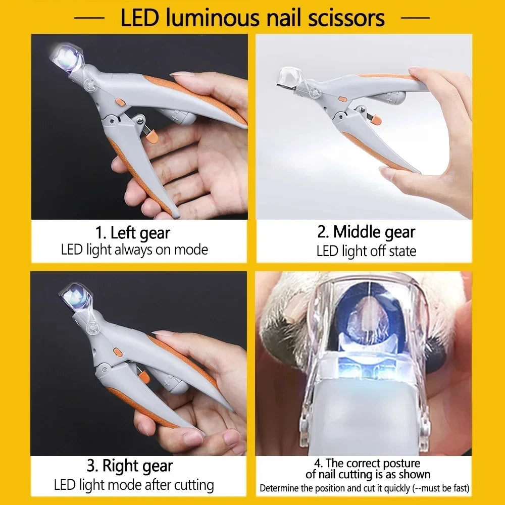 Stainless Steel LED Pet Nail Clippers For Cats And Dogs