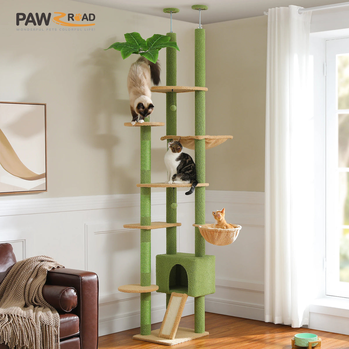 Petepela Cactus Cat Tree With Adjustable Height And Scratching Post