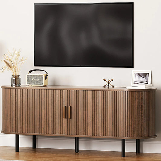 Onbrill Modern TV Stand With Power Outlet And Sliding Doors