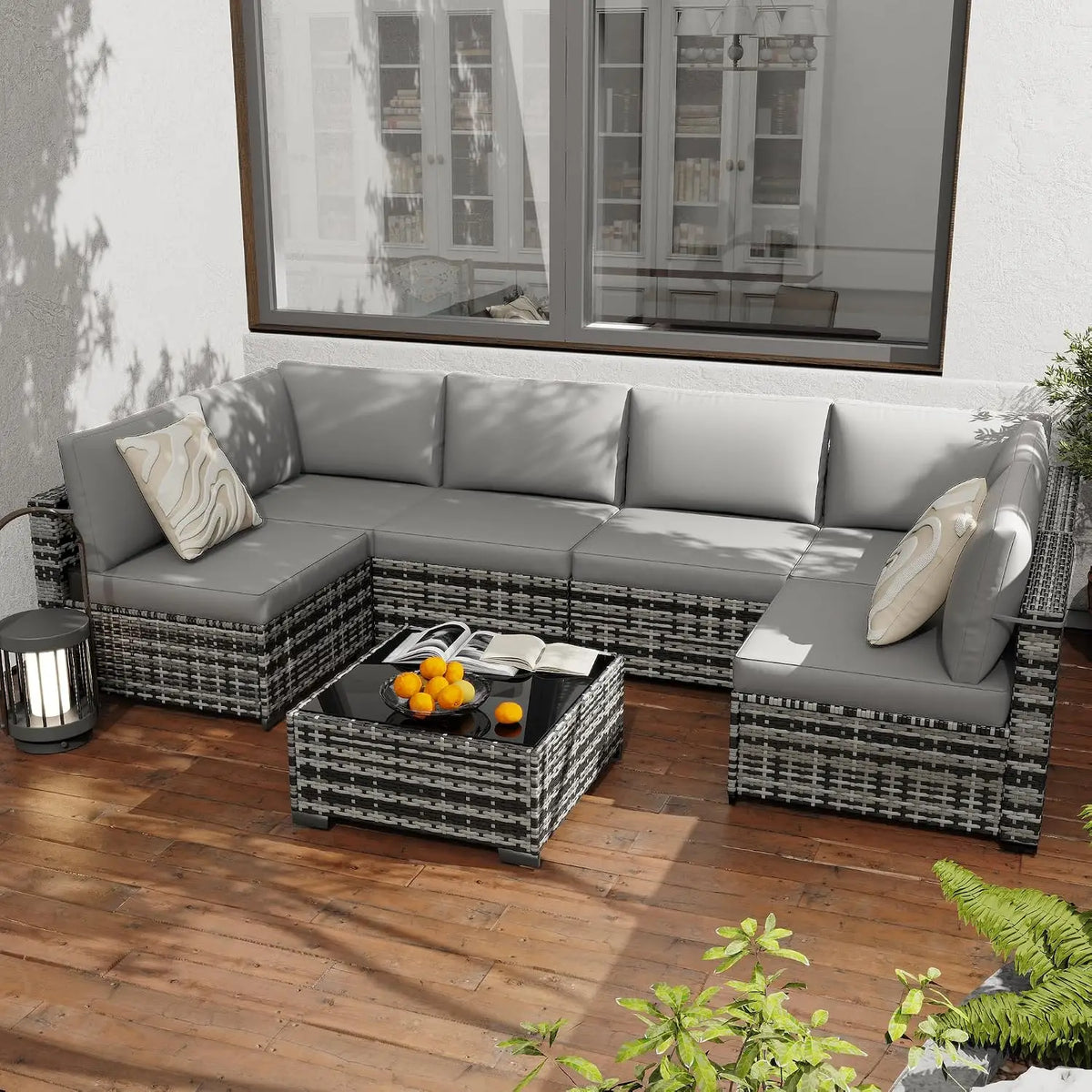 All Weather PE Rattan Modular Sectional Patio Conversation Set