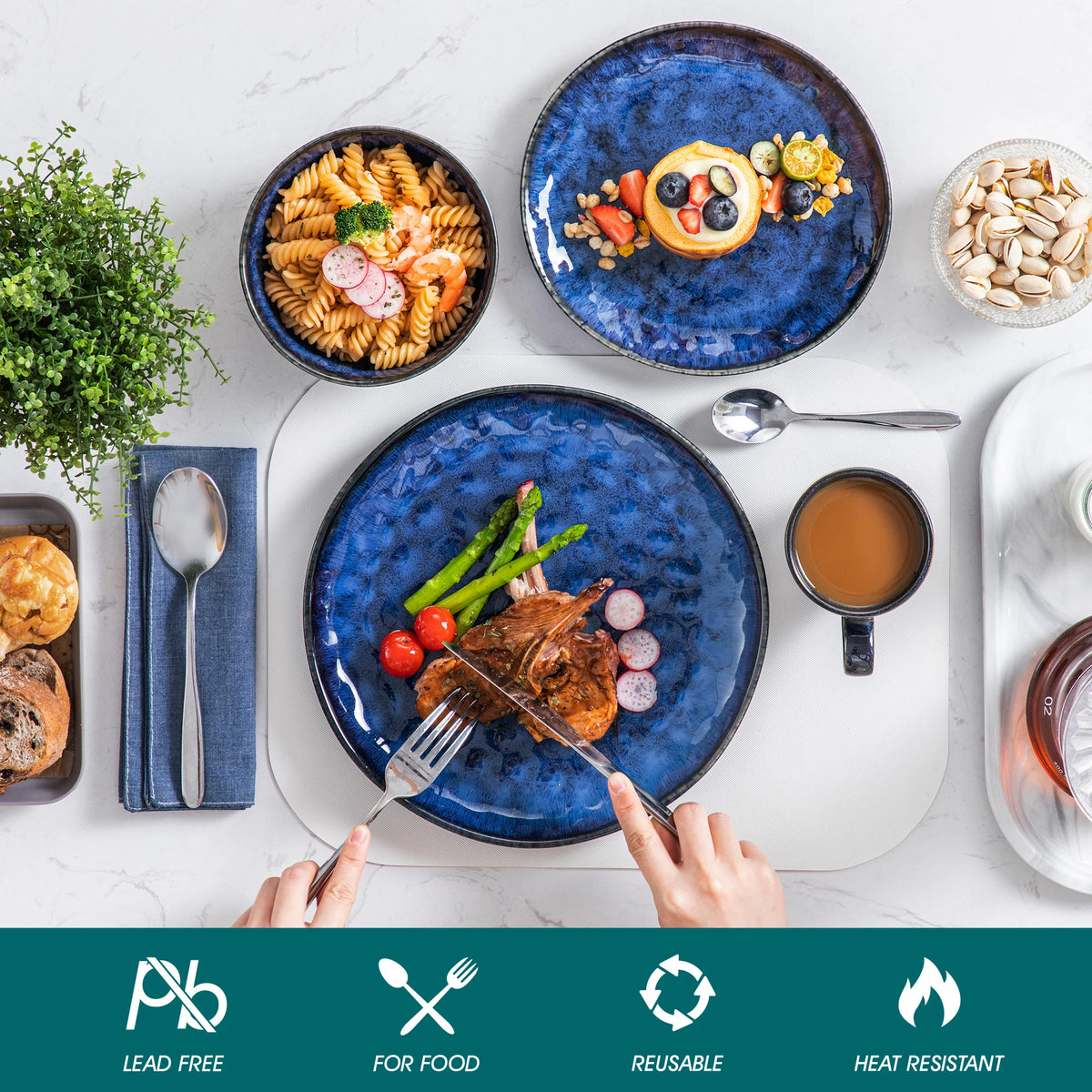 Malacasa Ceramic Dinner Set With Plates Bowls And Mugs