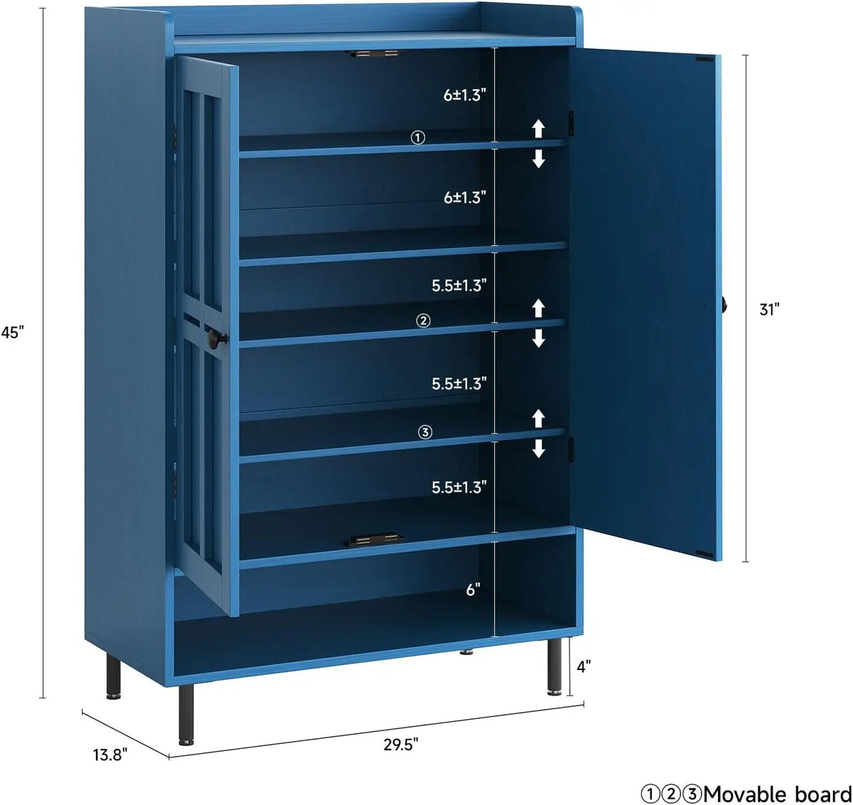 Onbrill Entryway Shoe Storage Cabinet With Doors And Metal Legs
