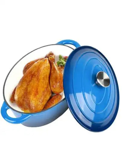 Enameled Oval Cast Iron Dutch Oven With Lid Dual Handles