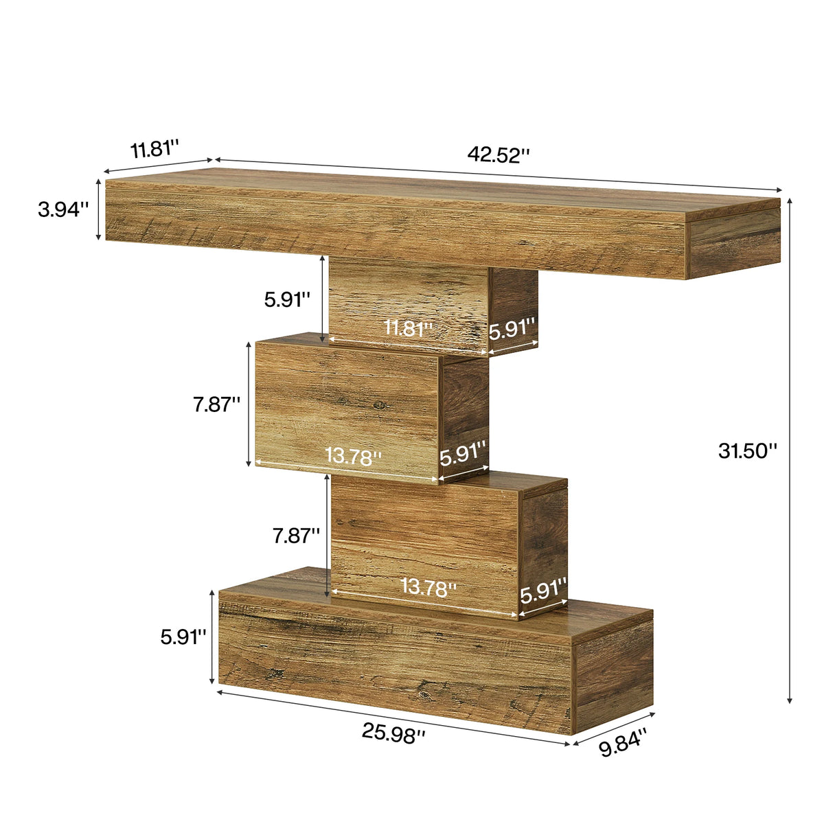 Tribesigns Farmhouse Wooden Sofa Console Table With Storage