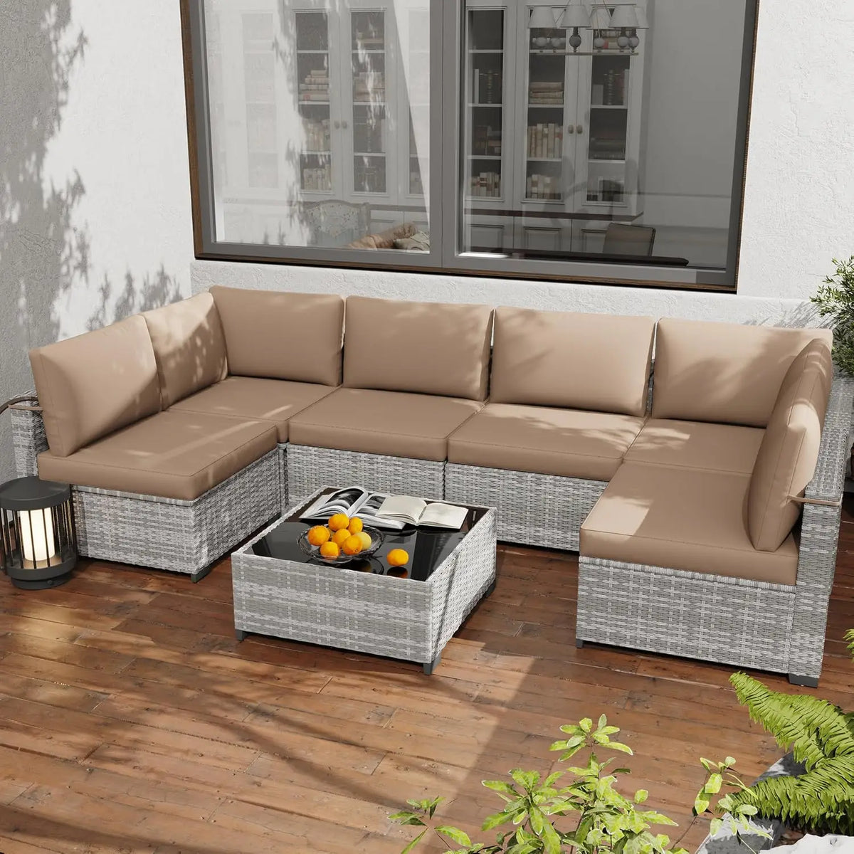 All Weather PE Rattan Modular Sectional Patio Conversation Set