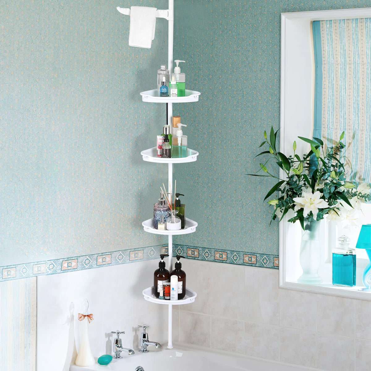 HiMISS 4 Tier Corner Shower Caddy Adjustable Bathroom Storage Organizer
