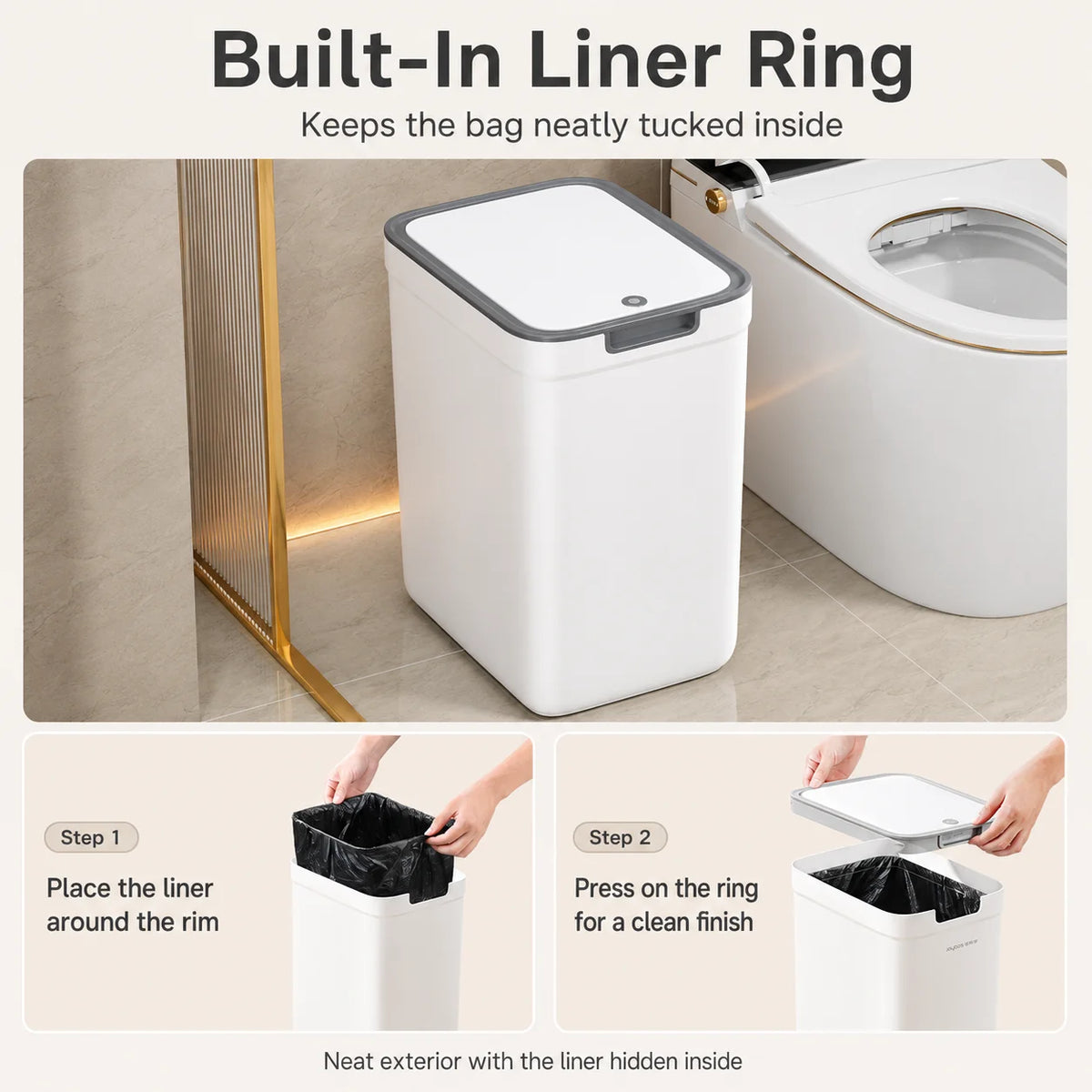Joybos Rectangular Plastic Press Lid Household Waste Bin