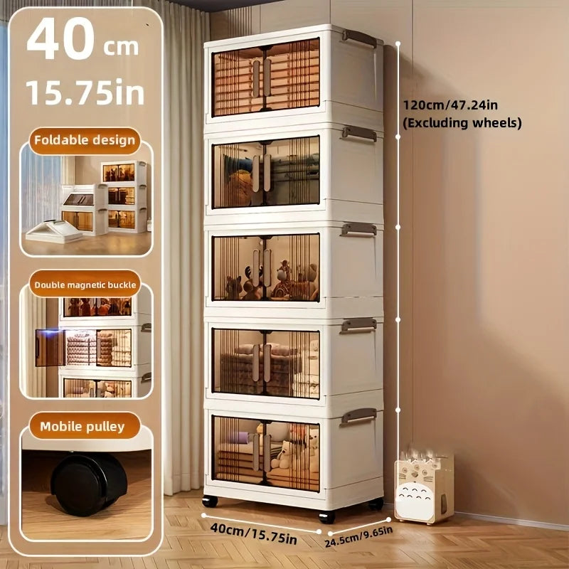 Heavy Duty Plastic Folding Storage Cabinet With Lid And Wheels