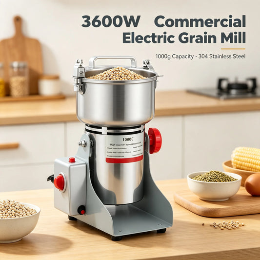 Commercial Electric Grain Mill Stainless Steel Adjustable Powder Grinder