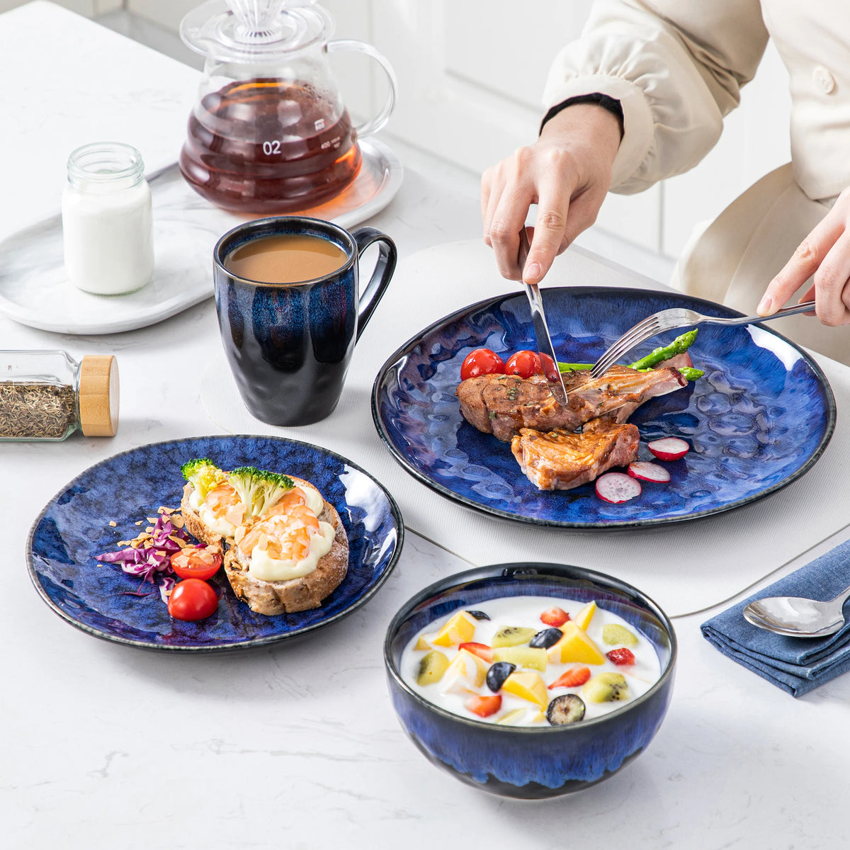 Malacasa Ceramic Dinner Set With Plates Bowls And Mugs