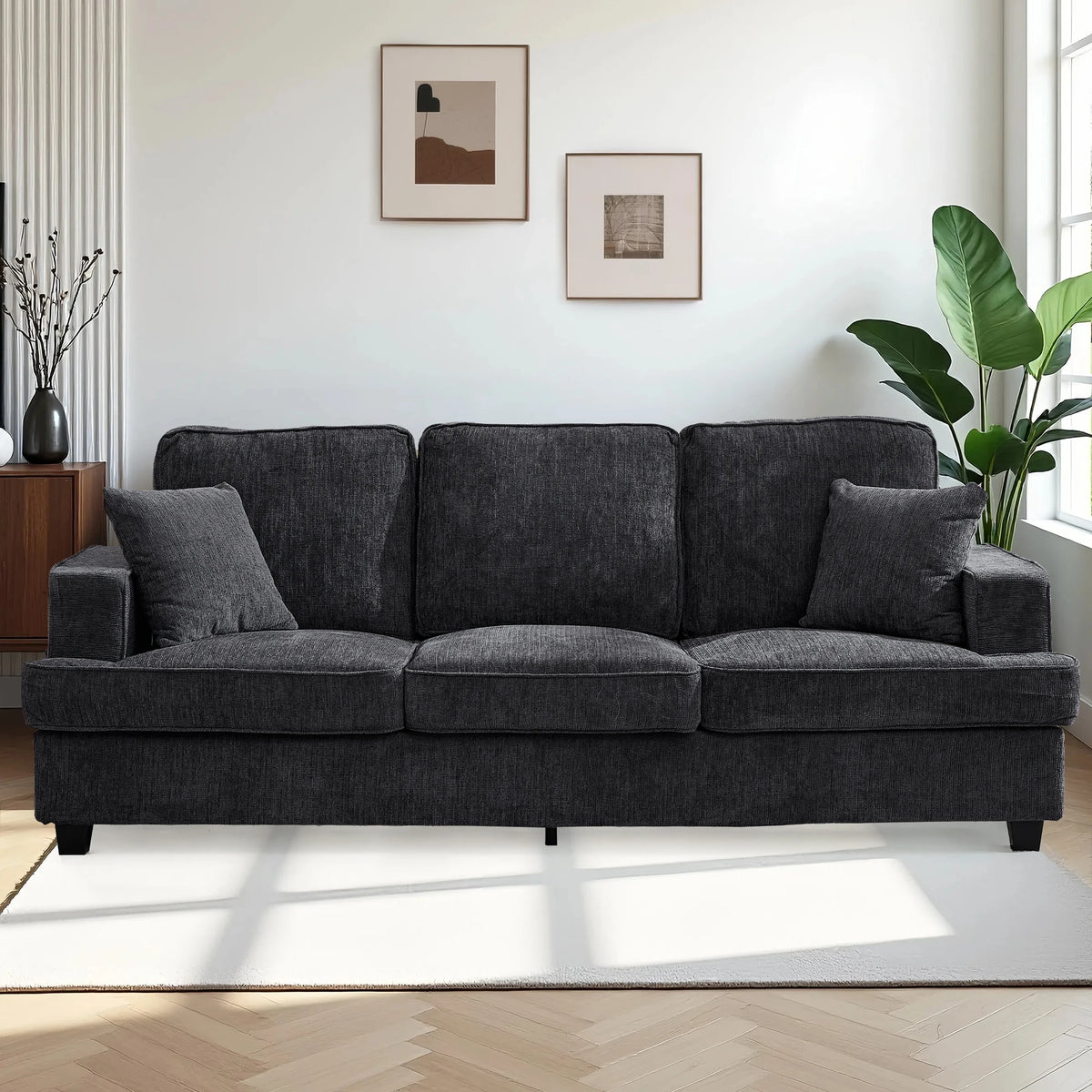 Modern Cloud Chenille Three Seater Sofa For Living Room