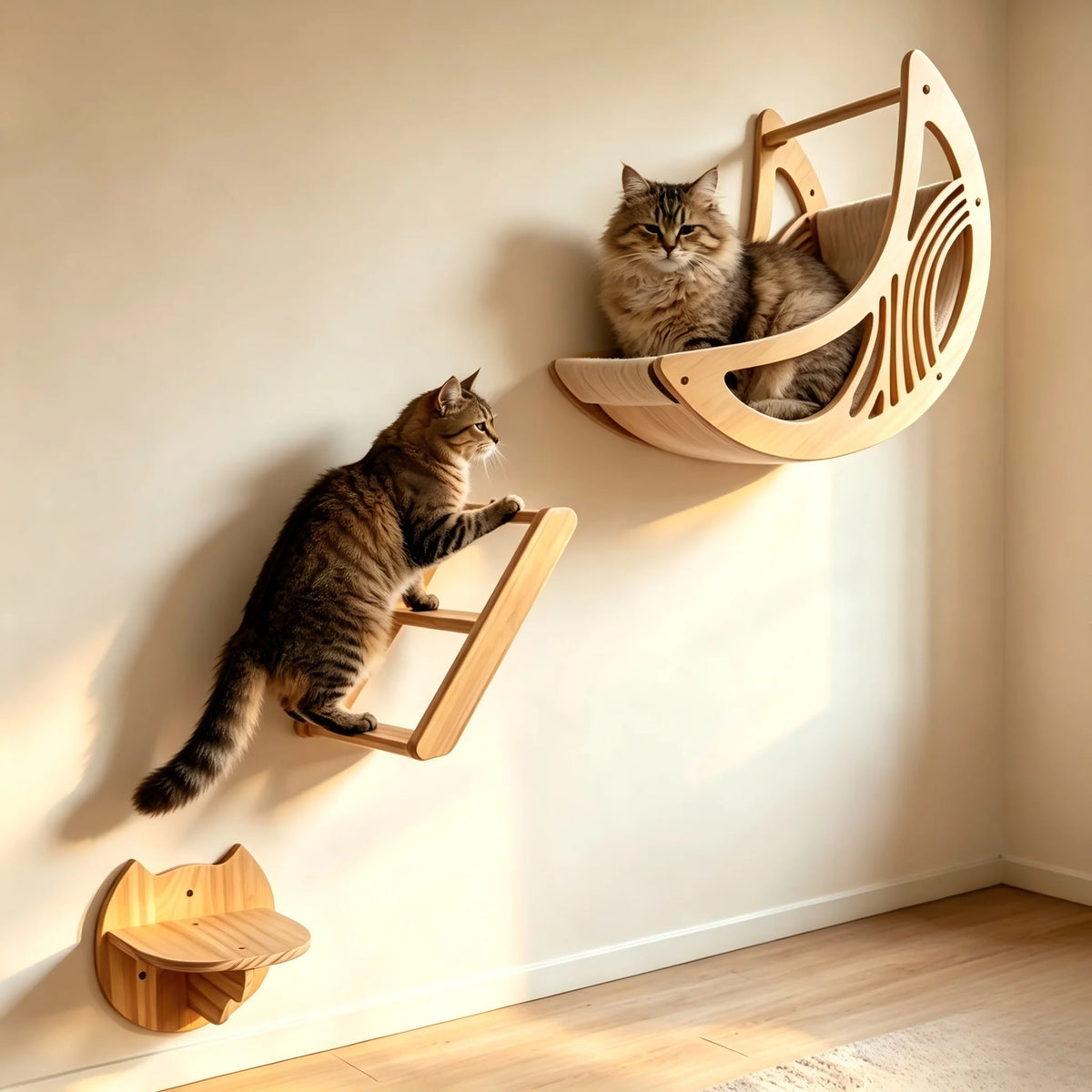 CWV Wall Mounted Cat Shelves Moon Hammock Star Perches