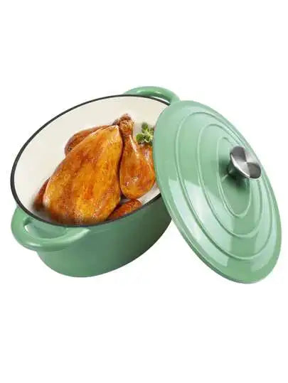 Enameled Oval Cast Iron Dutch Oven With Lid Dual Handles
