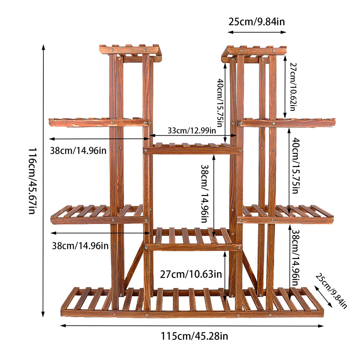 Wisfor Multi Tier Wooden Plant Stand For Indoor Outdoor Display