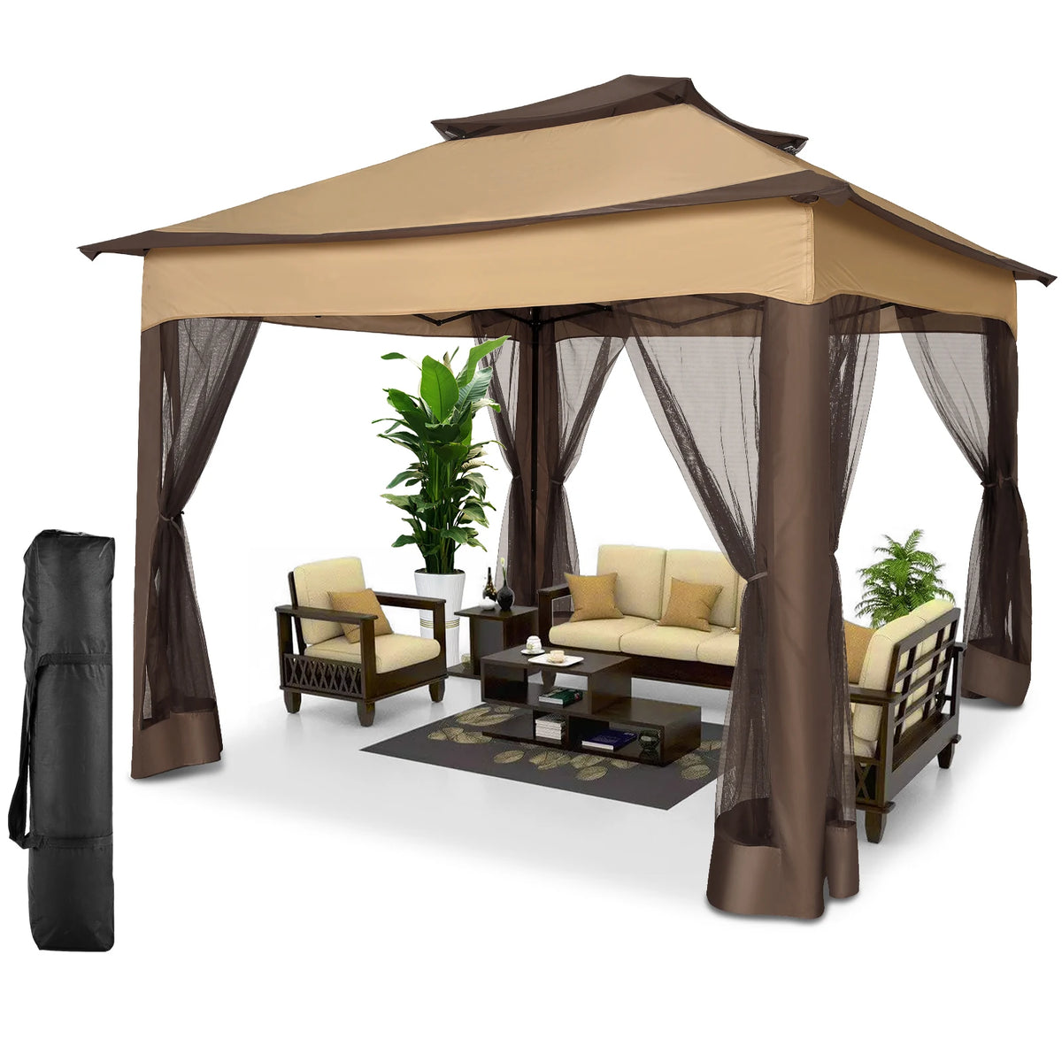 Cobizi Adjustable Pop Up Gazebo Canopy With Mosquito Netting