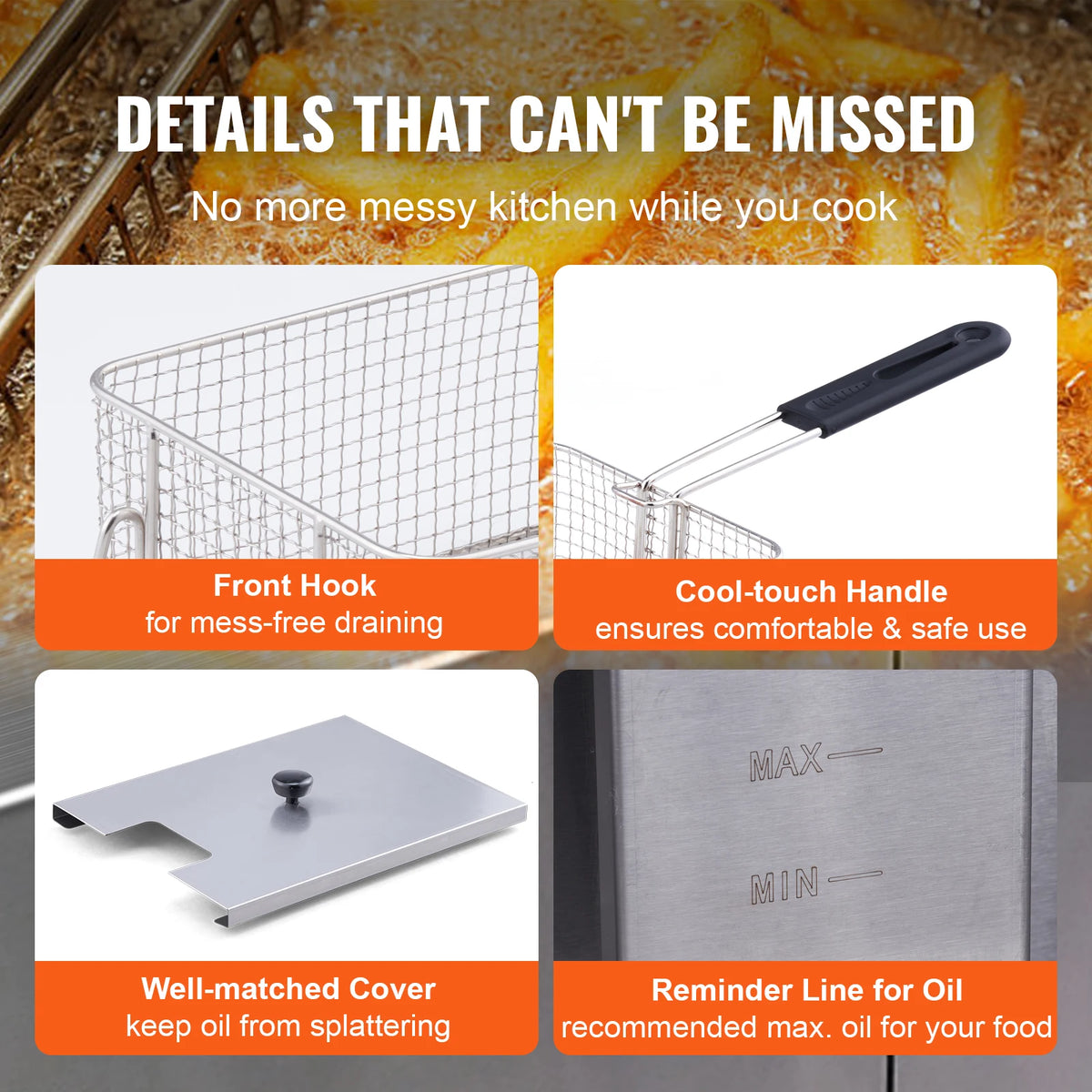 SucceBuy Commercial Electric Deep Fryer Dual Detachable Tanks