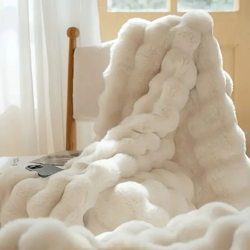 Rosekind Bubble Fleece Throw Blanket For Soft Bedroom Decor