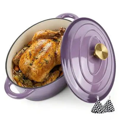 Enameled Cast Iron Oval Dutch Oven Pot For Cooking And Baking