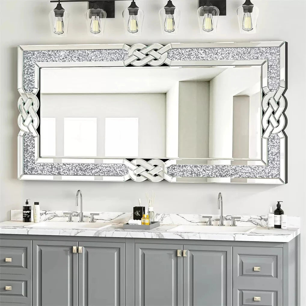 Wisfor Glam Crushed Diamond Wall Mirror With Crystal Frame