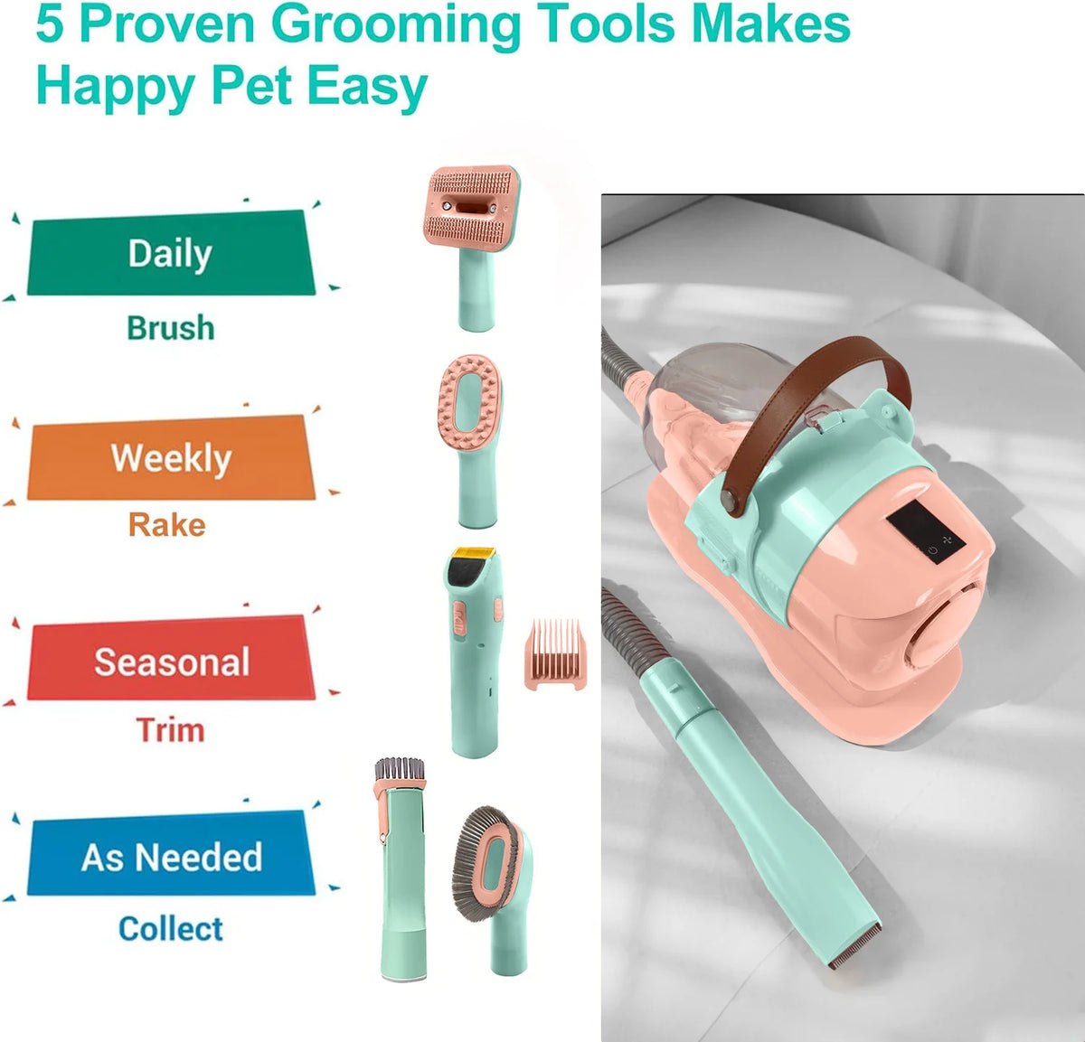 Pet Grooming Vacuum Kit With Professional Clipper For Pets