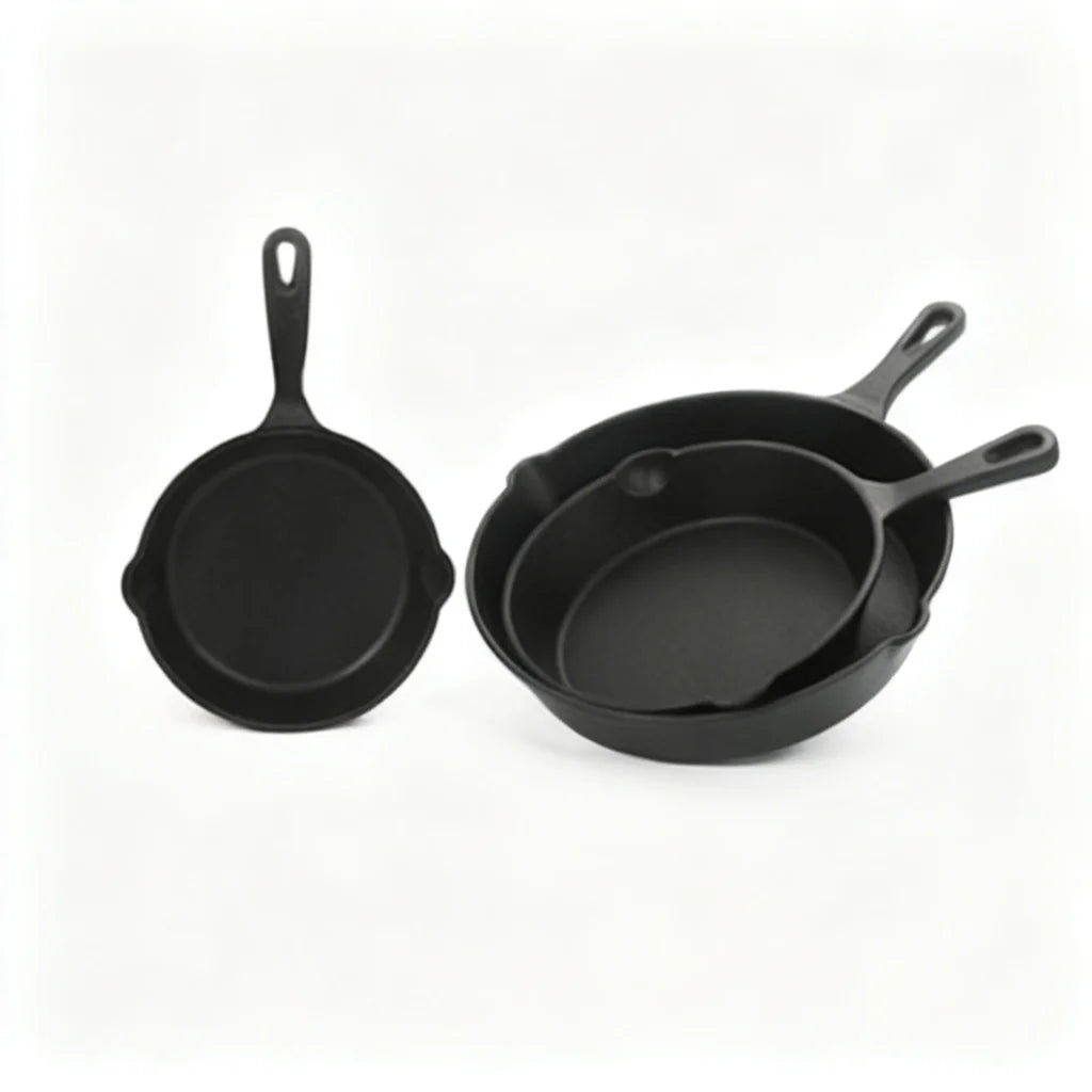 Pre Seasoned Cast Iron Skillet Set For Outdoor Camping Cooking