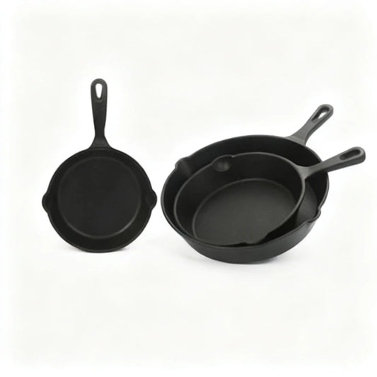 Pre Seasoned Cast Iron Skillet Set For Outdoor Camping Cooking