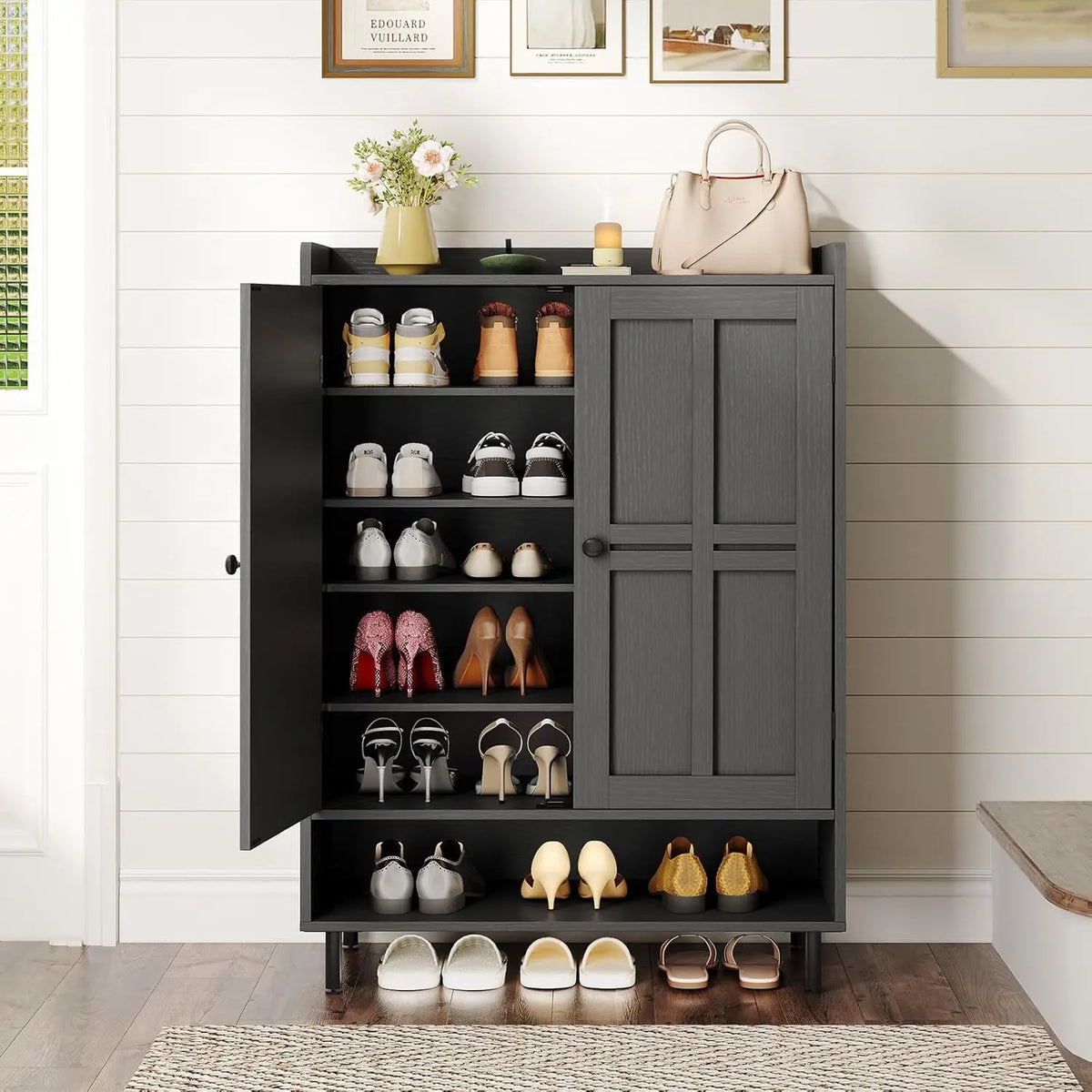 Onbrill Entryway Shoe Storage Cabinet With Doors And Metal Legs