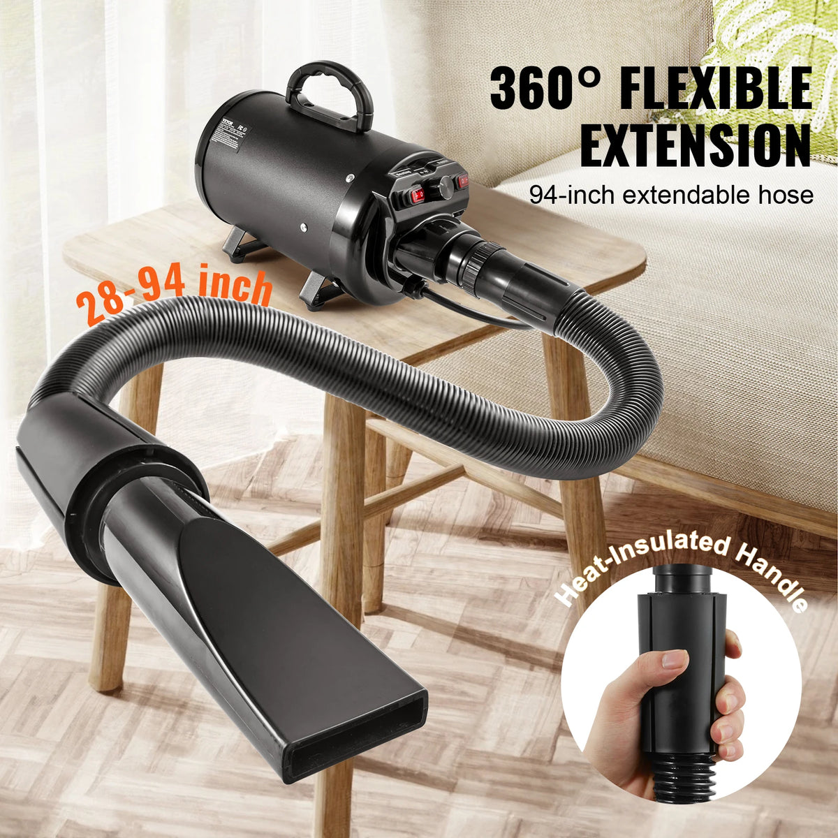 SucceBuy Adjustable Dog Dryer With Temperature Control And Hose Nozzles