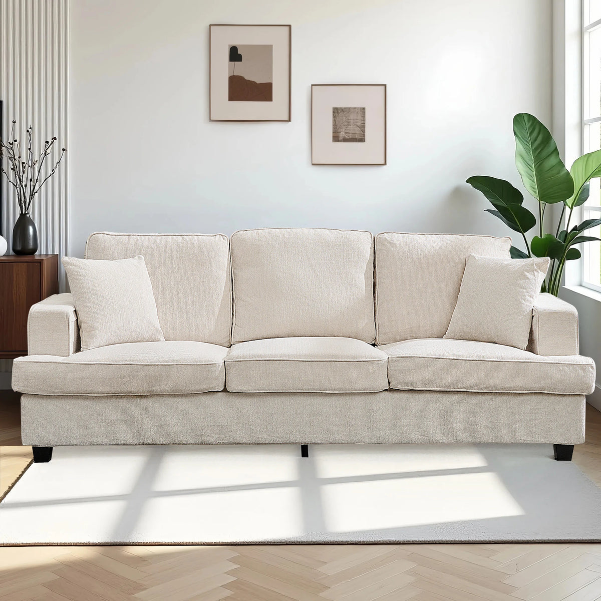 Modern Cloud Chenille Three Seater Sofa For Living Room