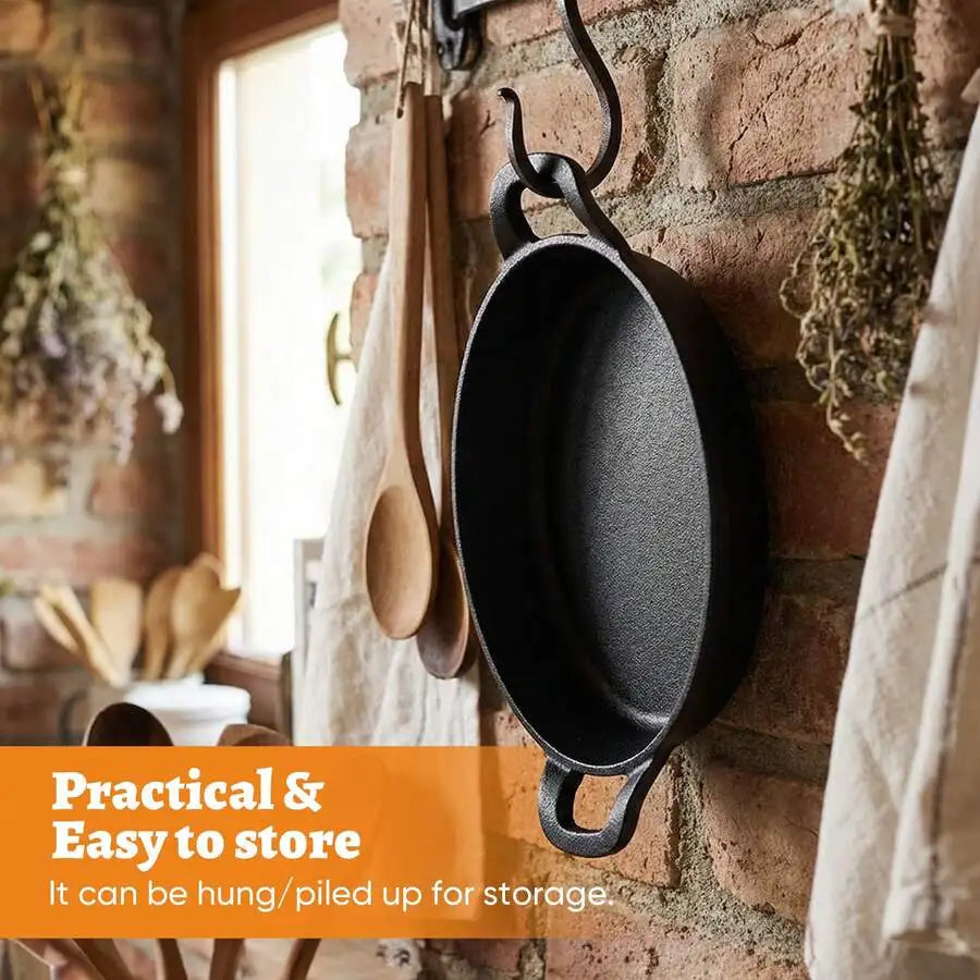 Cast Iron Cookware Set With Nonstick Griddle And Wooden Trays