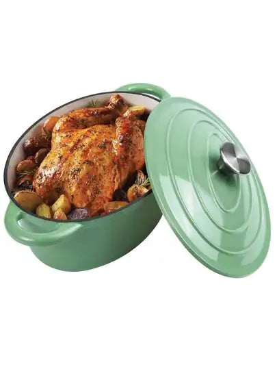 Enameled Oval Cast Iron Dutch Oven With Lid Dual Handles