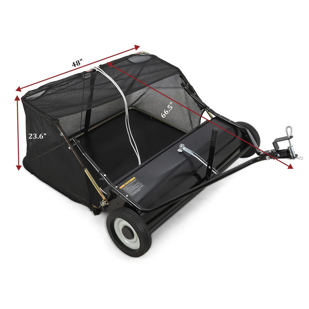 HiMISS Heavy Duty Tow Behind Lawn Sweeper Leaf Grass Collector