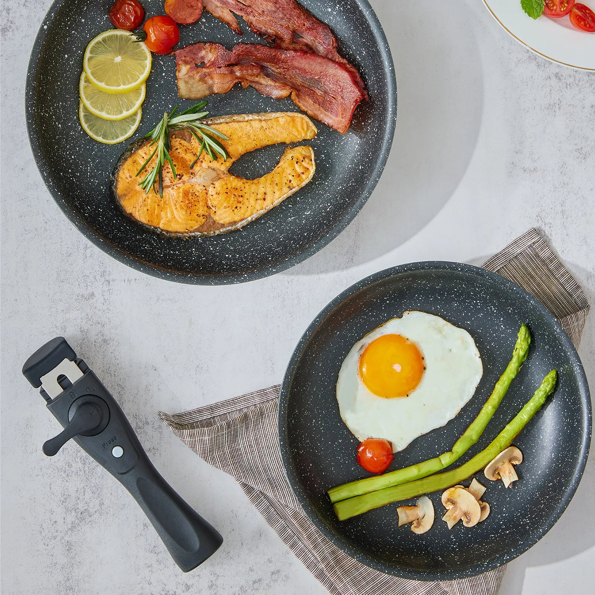 Premium Aluminum Nonstick Induction Cookware Set With Removable Handles