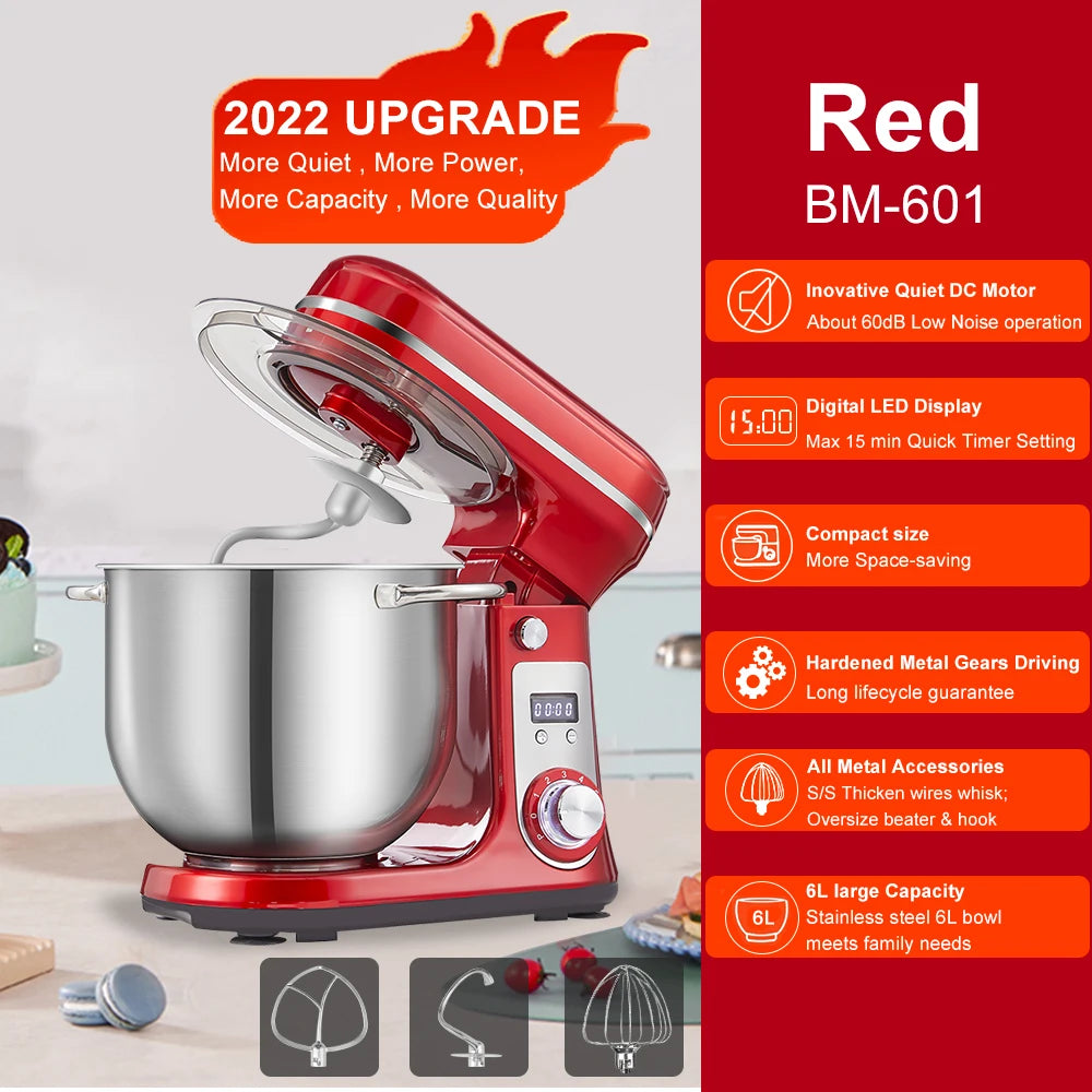 BioloMix Quiet Kitchen Stand Mixer With Tilt Head Design