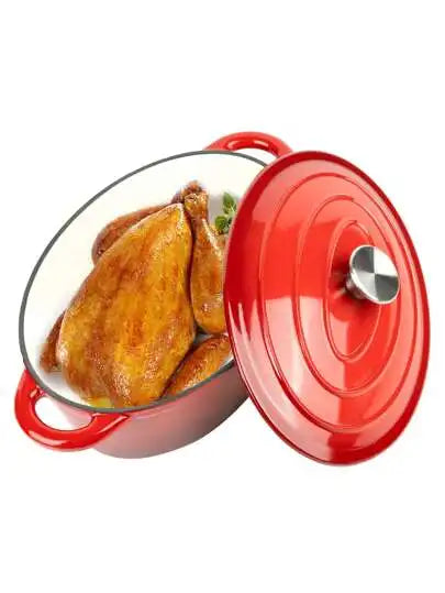 Enameled Oval Cast Iron Dutch Oven With Lid Dual Handles