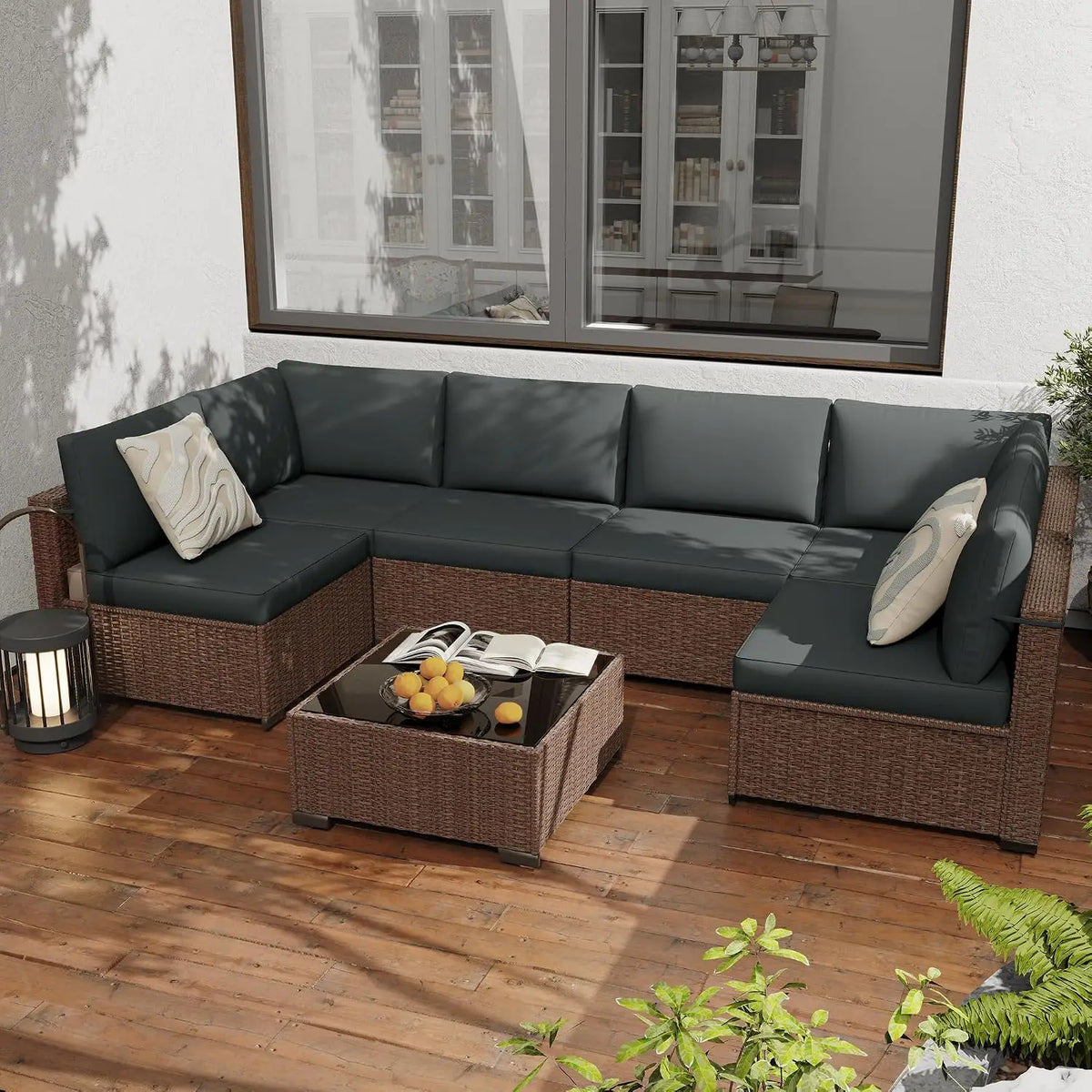 All Weather PE Rattan Modular Sectional Patio Conversation Set