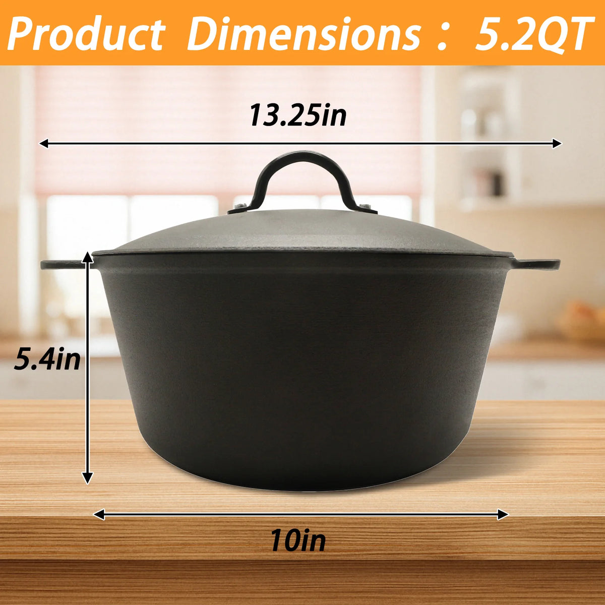 HanSMART Cast Iron Dutch Oven With Lid For Everyday Cooking