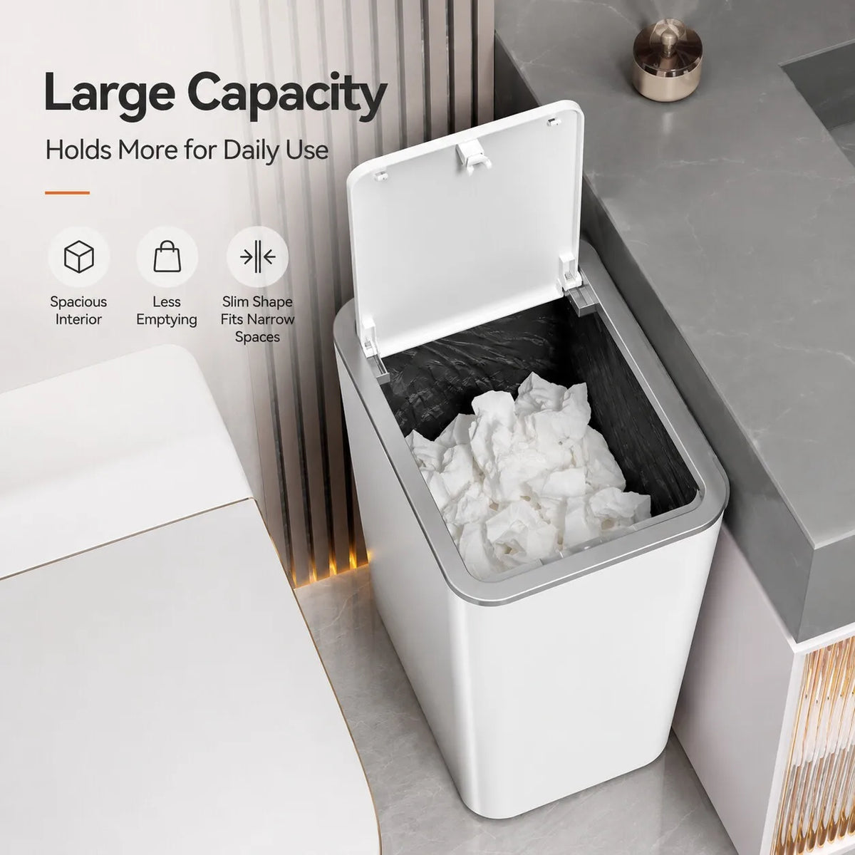 Joybos Rectangular Plastic Press Lid Household Waste Bin