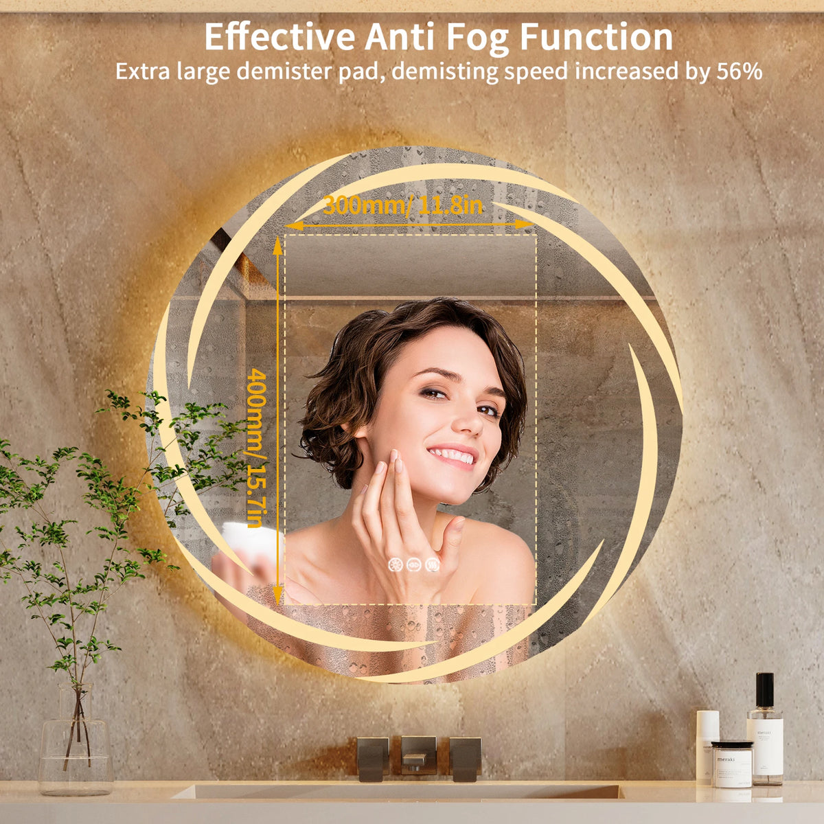 Anti Fog Wall Mounted LED Backlit Bathroom Vanity Mirror