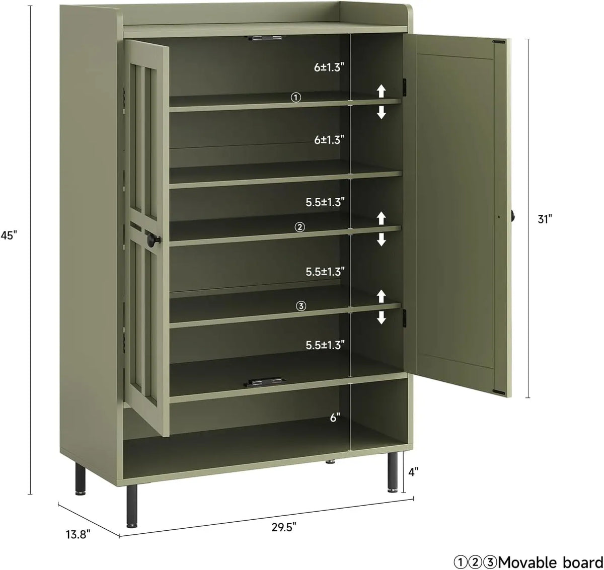 Onbrill Entryway Shoe Storage Cabinet With Doors And Metal Legs