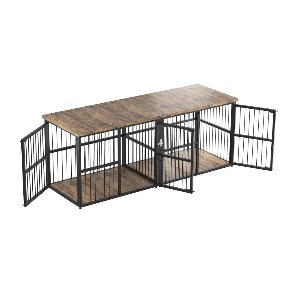 Heavy Duty Wooden Double Dog Crate With Storage Table