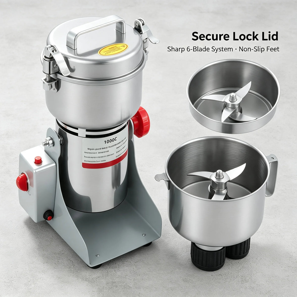 Commercial Electric Grain Mill Stainless Steel Adjustable Powder Grinder