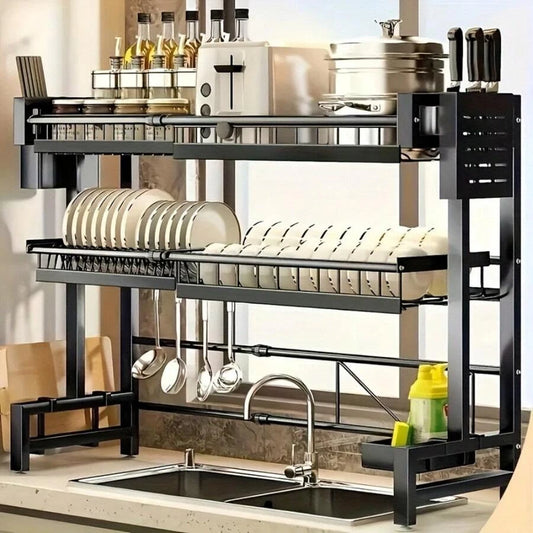 Leo Iris Expandable Countertop Dish Rack And Drainage Shelf