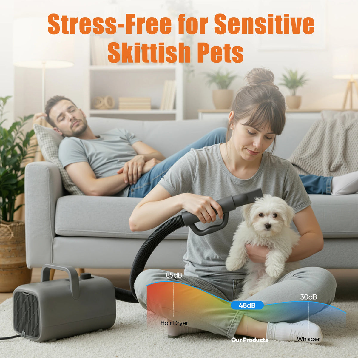 Quiet Pet Grooming Vacuum With Four Nozzles And Adjustable Heat