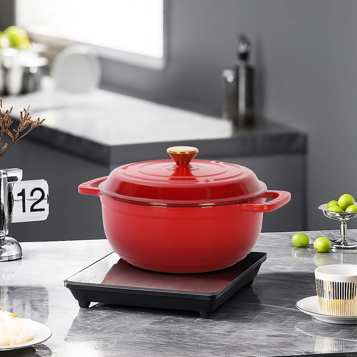 Premium Enameled Cast Iron Dutch Oven Pot With Lid