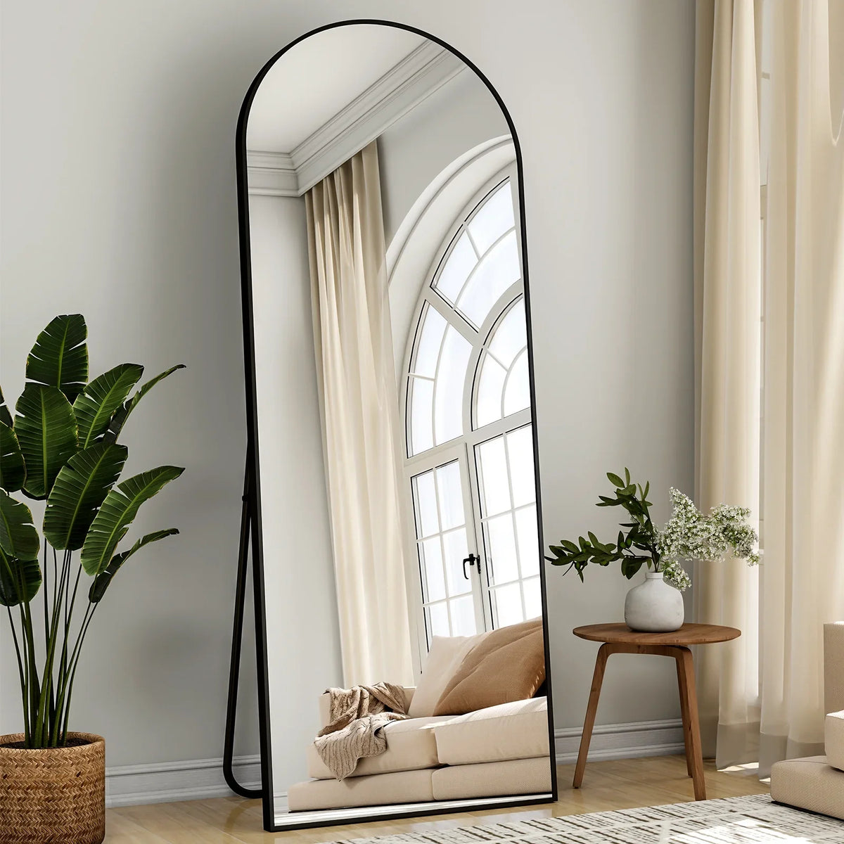Modern Arched Floor Mirror Free Standing Full Body Home Decor
