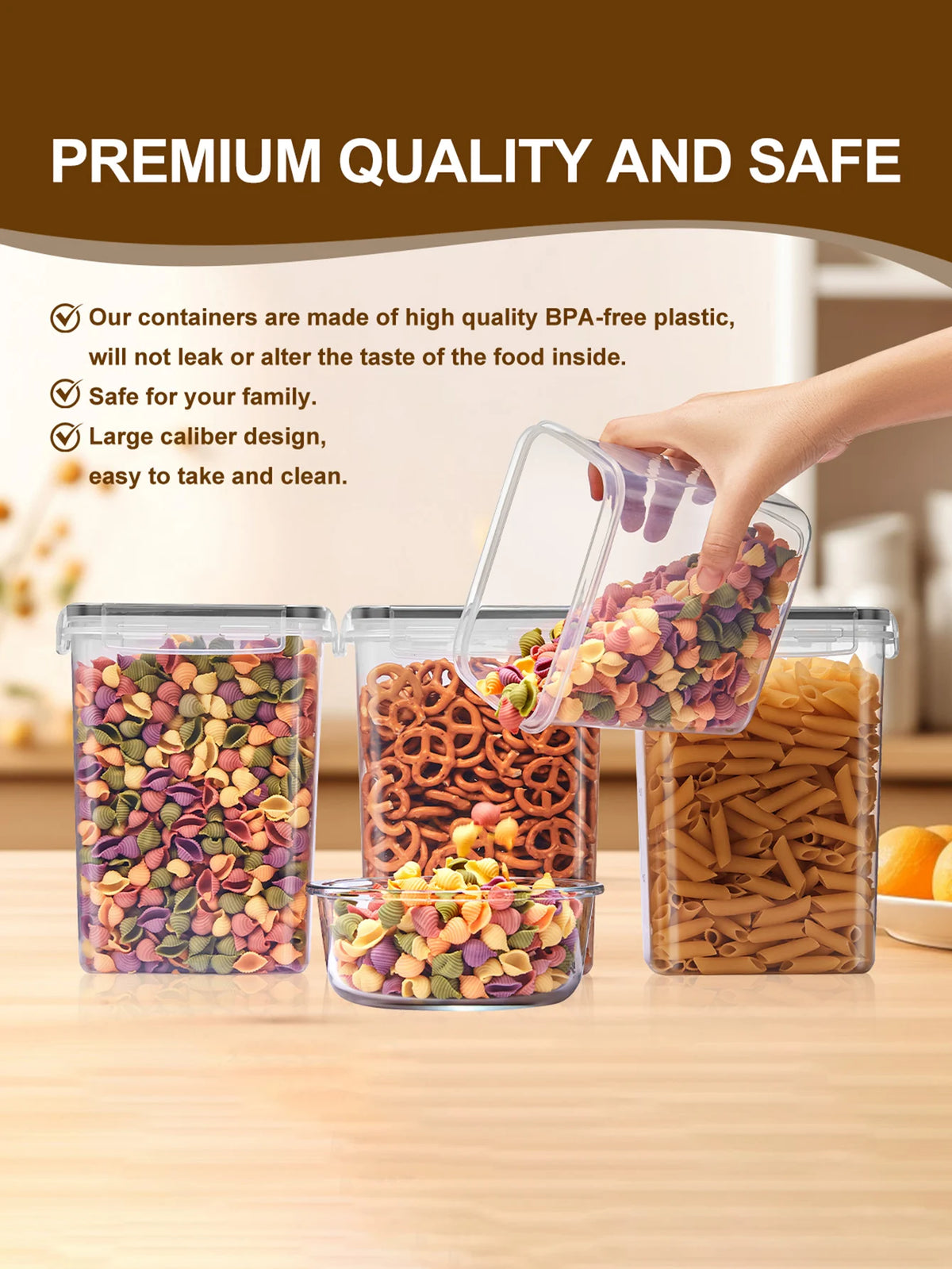 Sealed Plastic Food Storage Containers With Lids For Pantry Organization